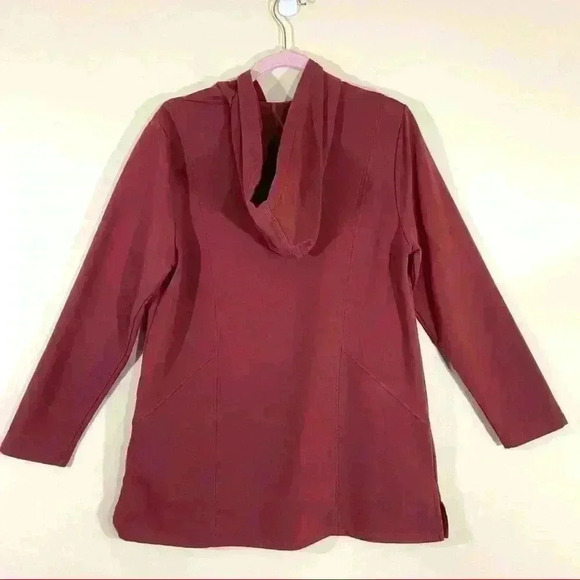 Susan Graver Weekend French Terry 3/4 Zip Long Sleeve Hooded Tunic Top Size M - Picture 10 of 16